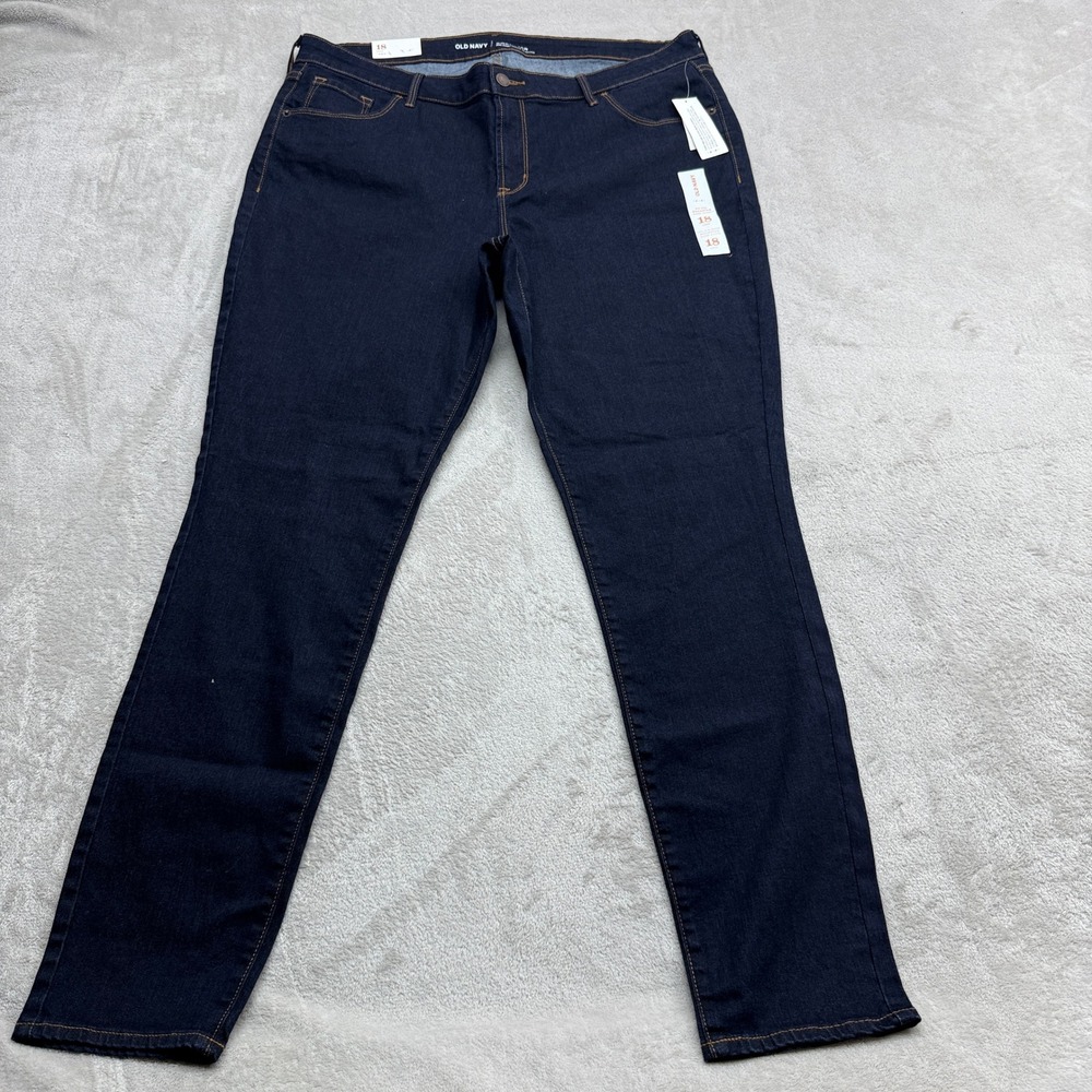 Old Navy Rockstar Super Skinny Jeans Women's 18 Long Dark Wash Mid-Rise Stretch